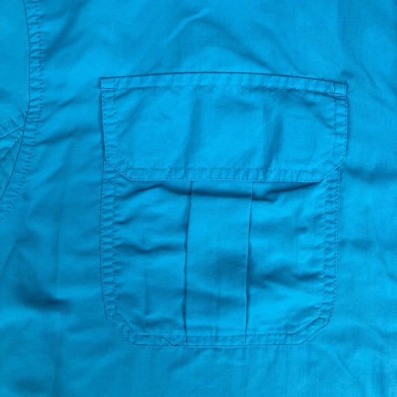 Duluth Trading Co. Mens 2XLT Short Sleeve Button‎ Down Shirt Blue Nylon - Picture 3 of 10